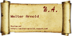 Welter Arnold névjegykártya